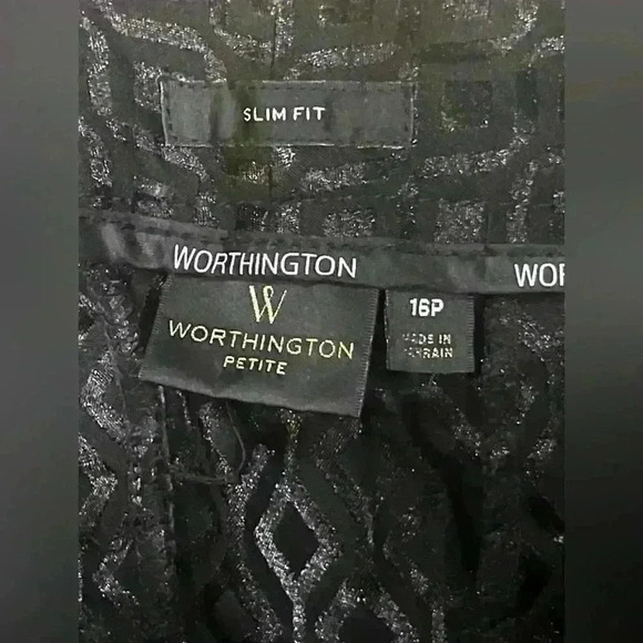 Worthington Sz 16 P Slim Fit Capri Pants Party Semi Formal Sheen 38 X 24 - Picture 4 of 7